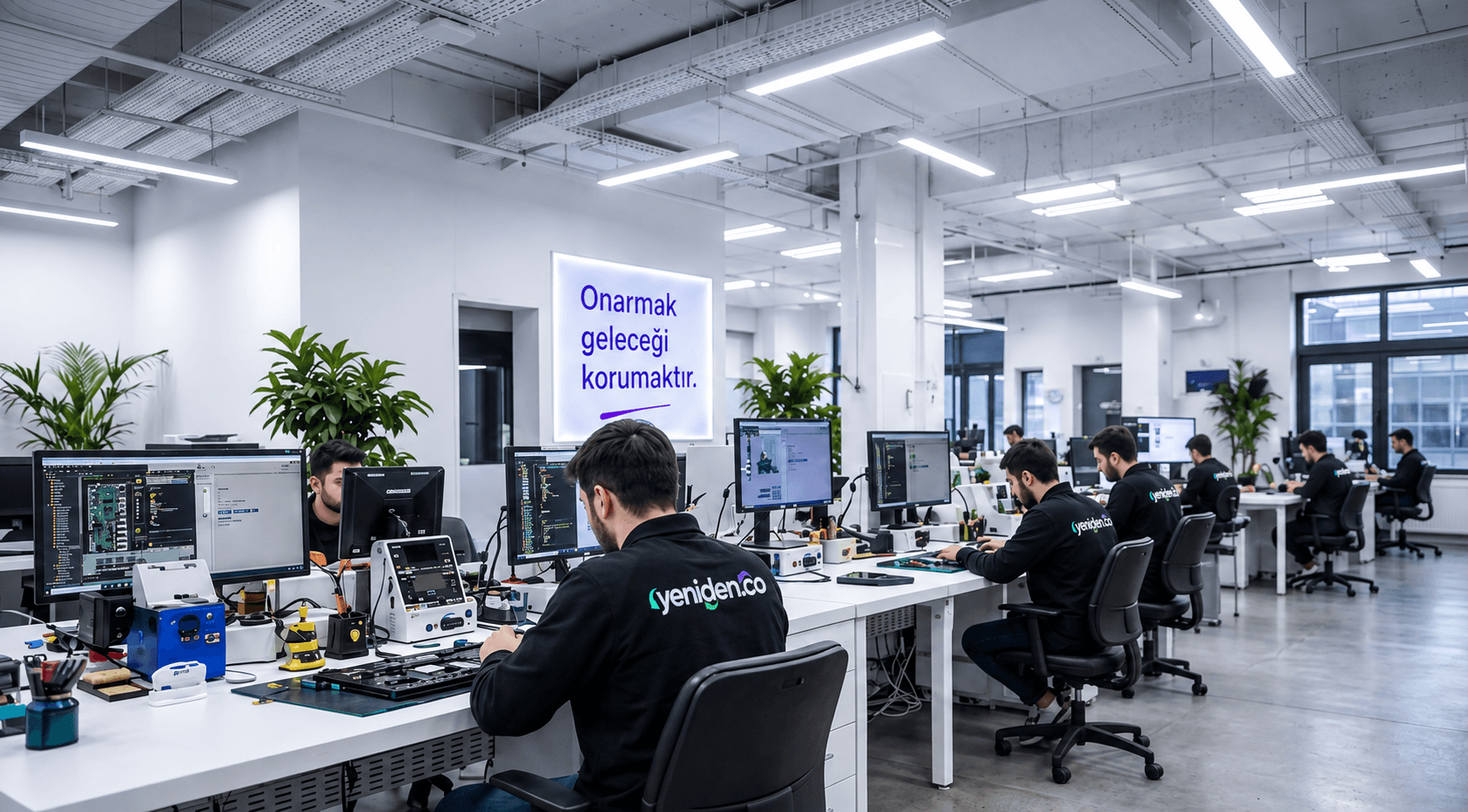 Yeniden.co teknik ekibi çalışma alanı